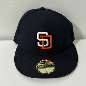 New Era Navy San Diego Padres 7 Fitted Cooperstown Collection Wool 59FIFTY